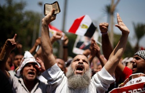 Islamist rally, with fundamentlists holding the Koran