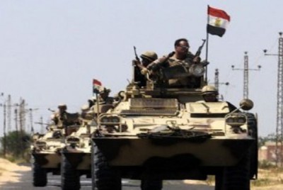 Egyptian military unit patrolling the northern territories of Sinai near the Jihadists' foothold in the peninsula 